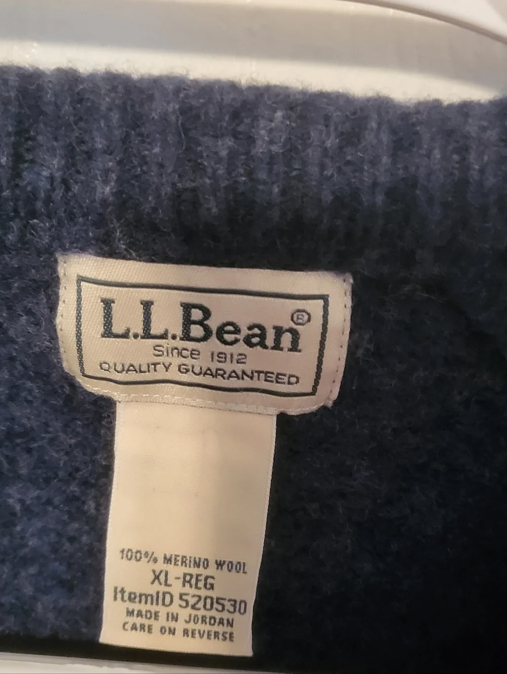 L.L. Bean Navy Wool Crewneck Sweater